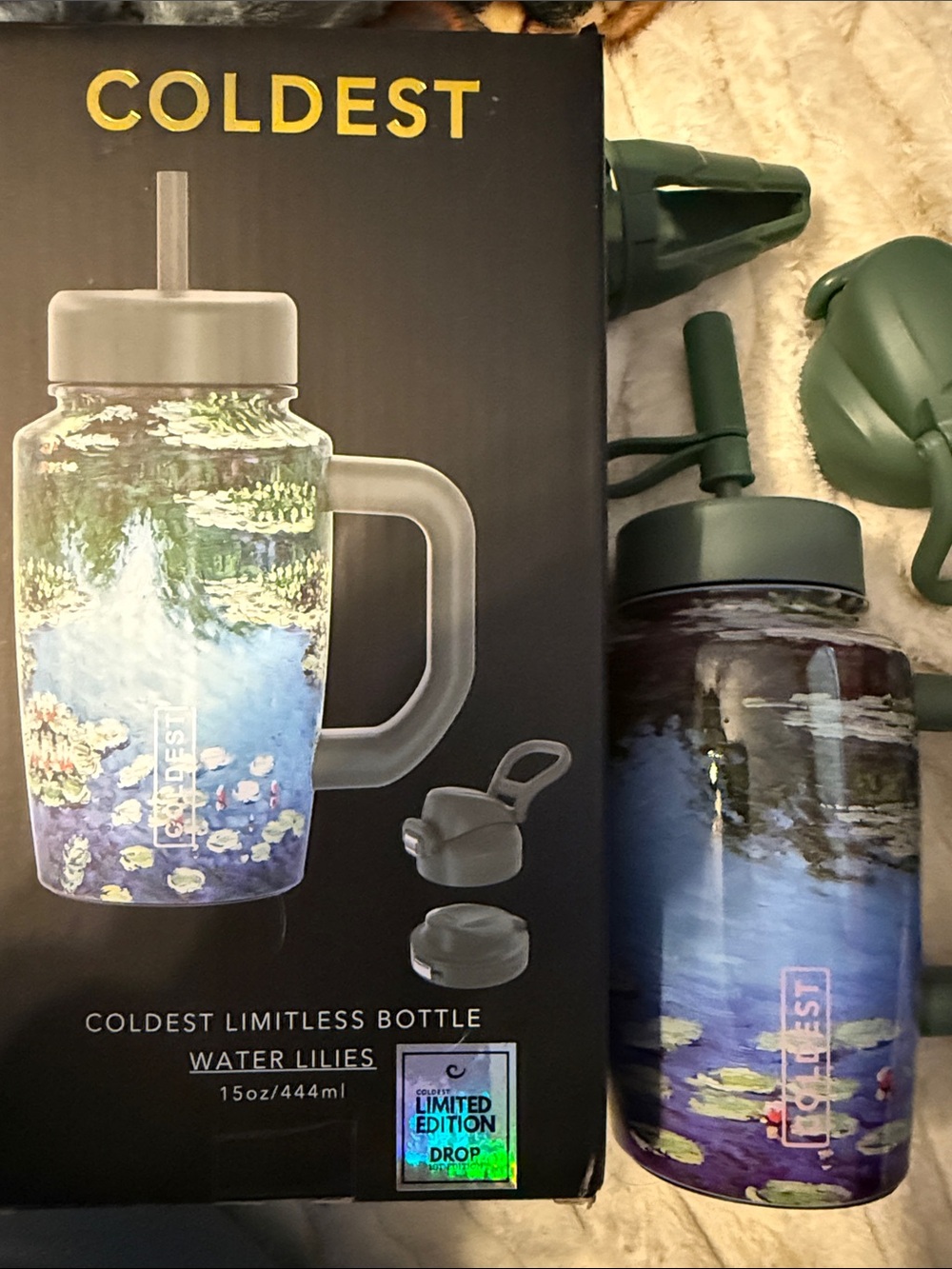 Coldest Water Lilies 15oz Bottle with Green Lid